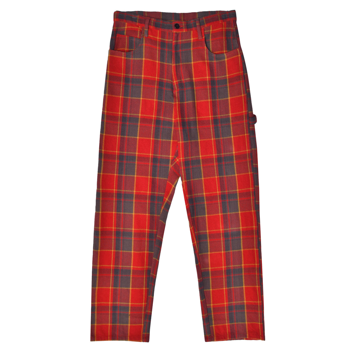 DROP CROTCH PAINTER PANTS - PLAID RED