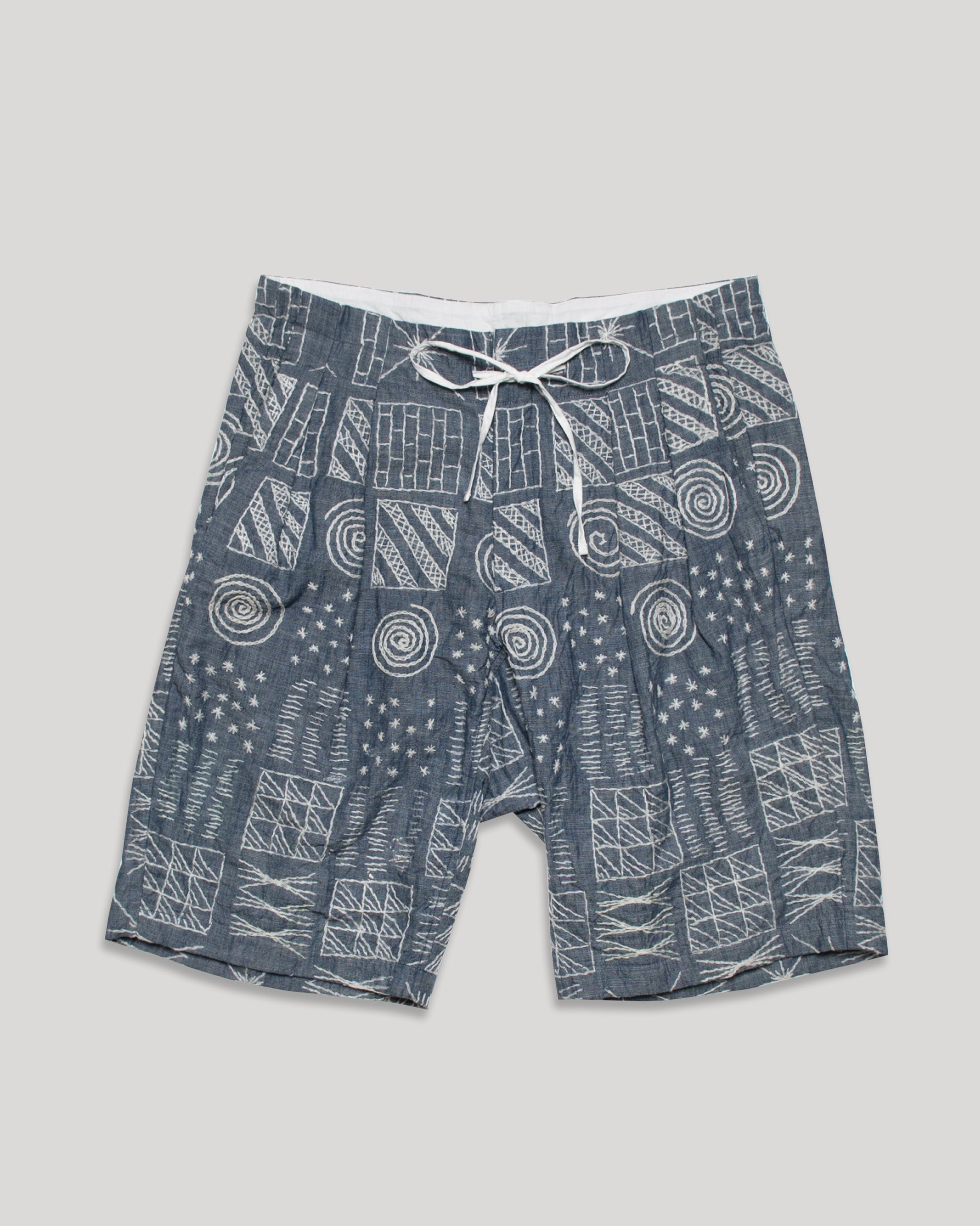 Drop Crotch Shorts - Squared Chambray