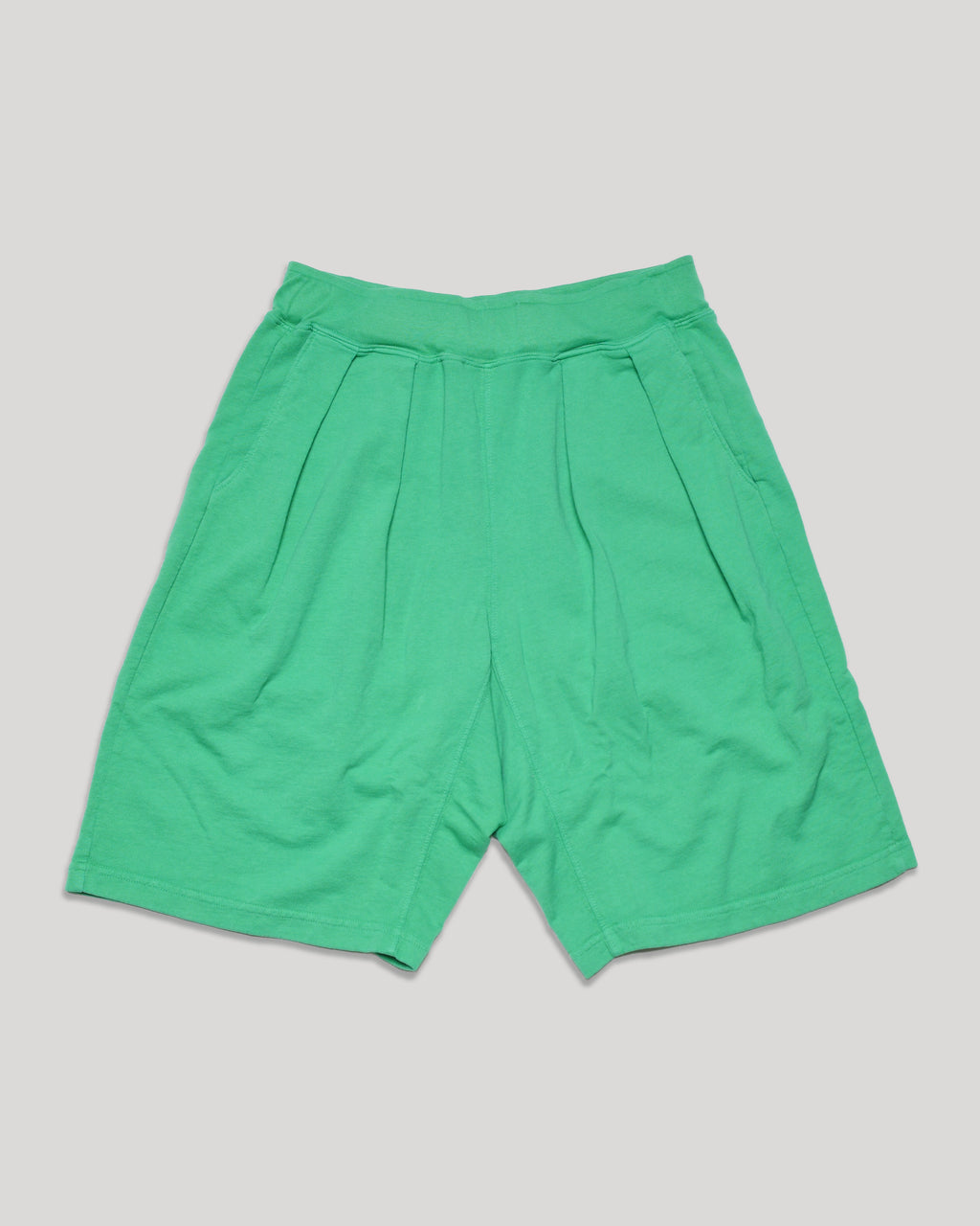 French Terry Pleated Shorts - Green