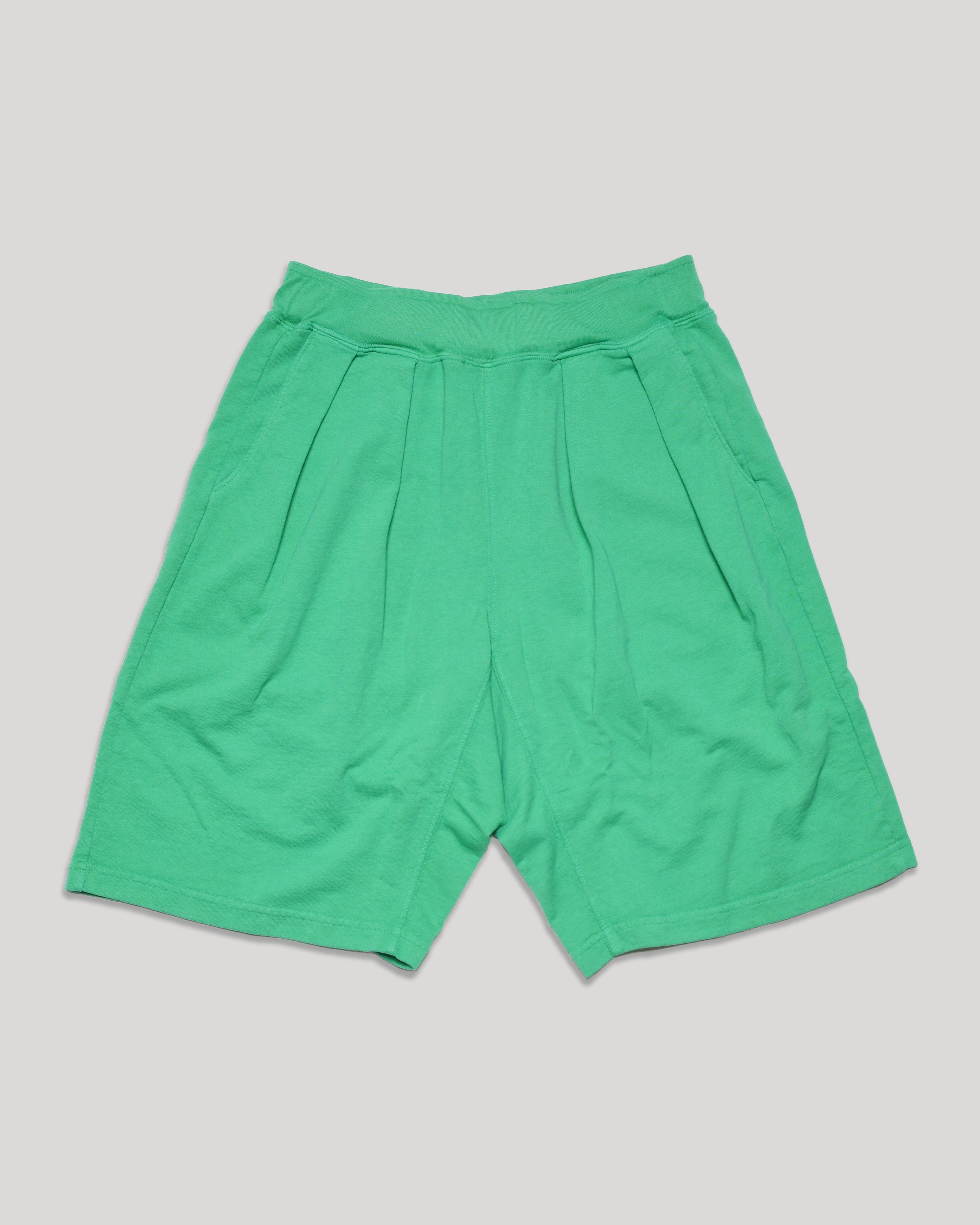 French Terry Pleated Shorts - Green
