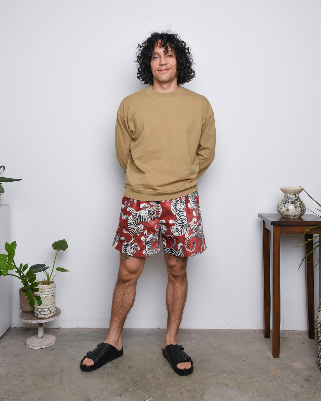 French Terry Cropped Sweat Shirt - Khaki