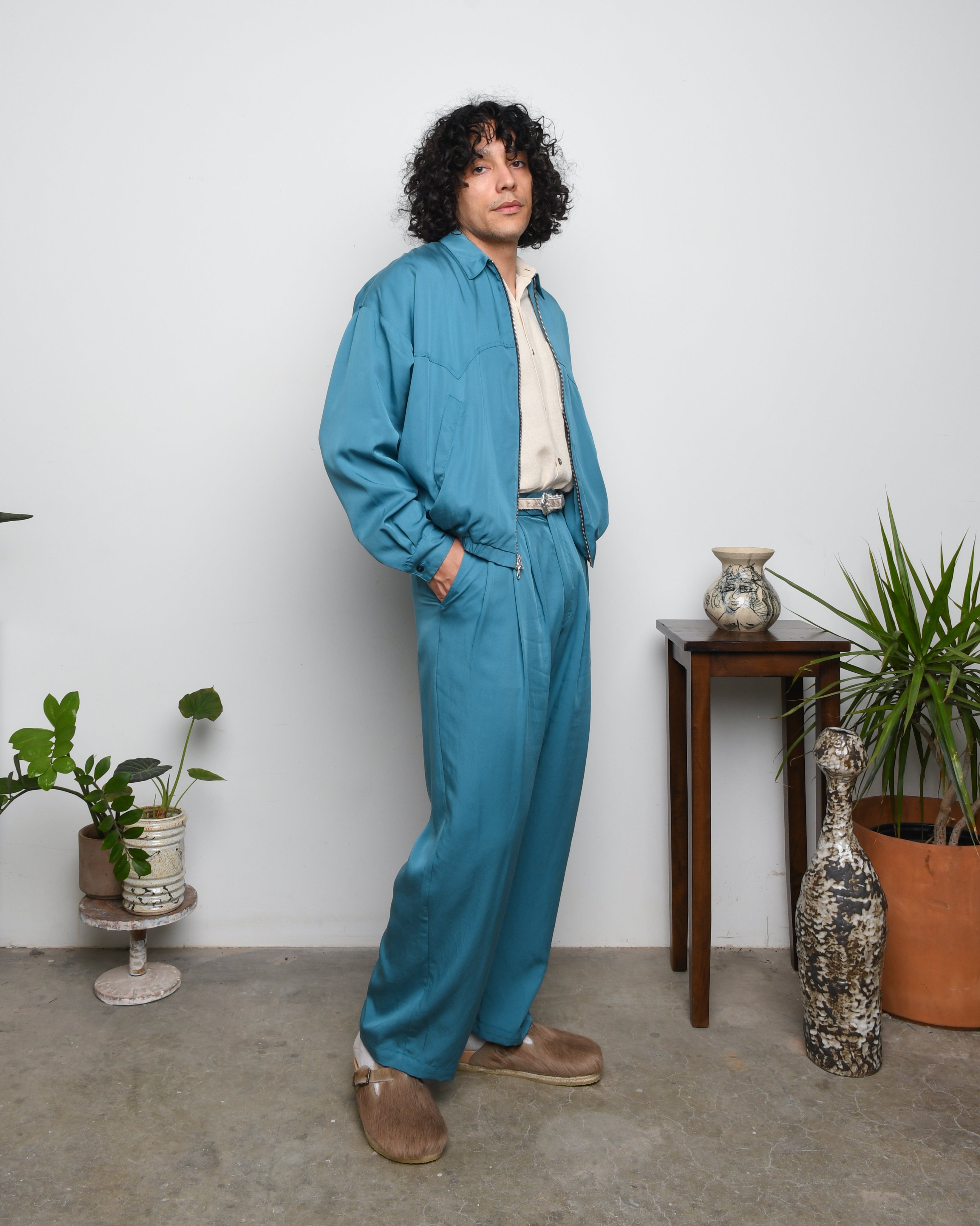 Western Pants - Tencel Cyan