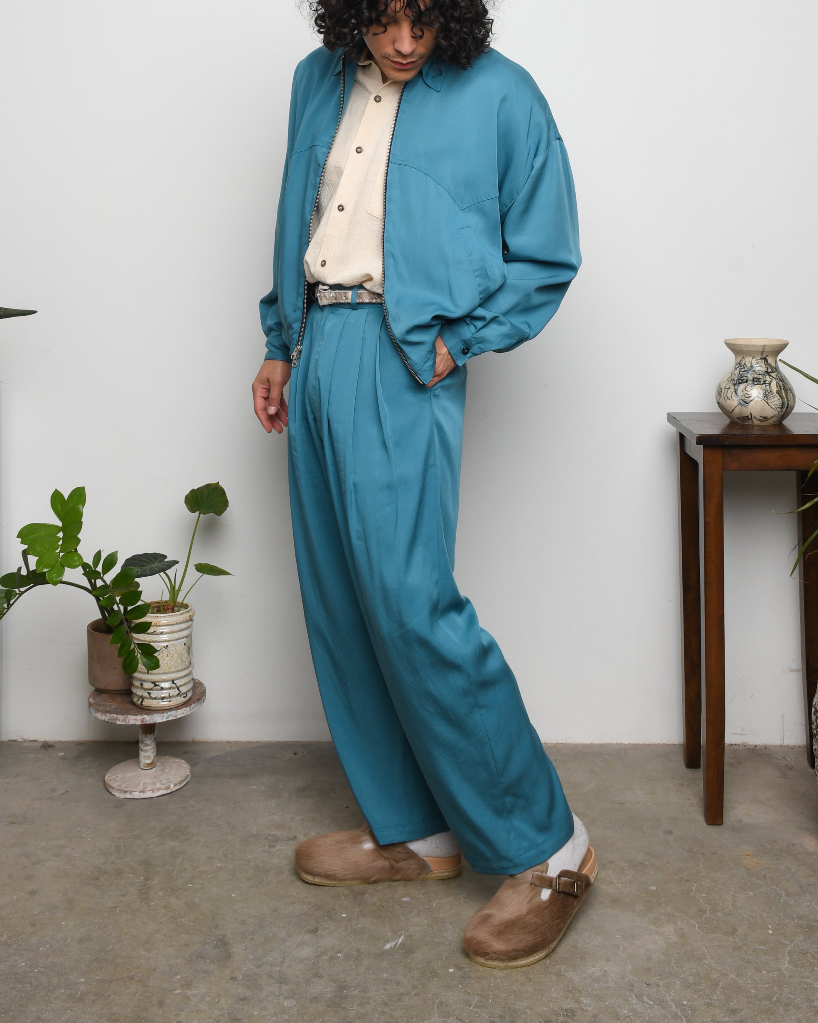 Western Pants - Tencel Cyan