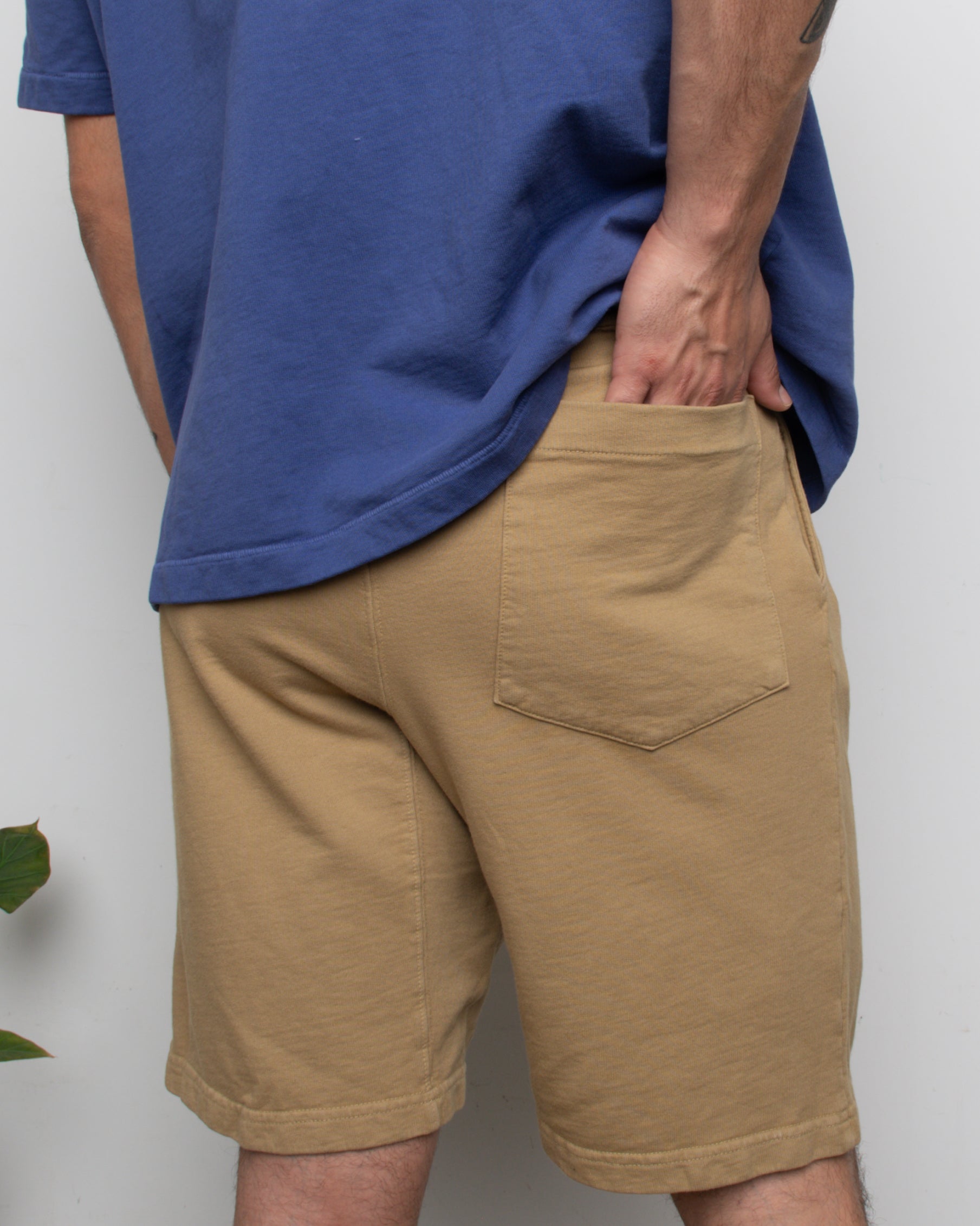 French Terry Pleated Shorts - Khaki