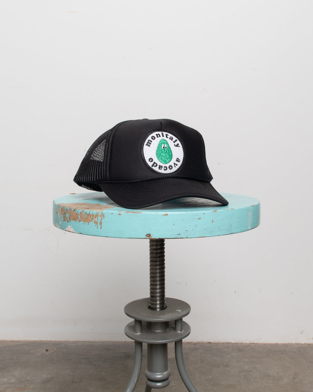 Trucker Hat W/ Monitaly Avocado Patch - Black