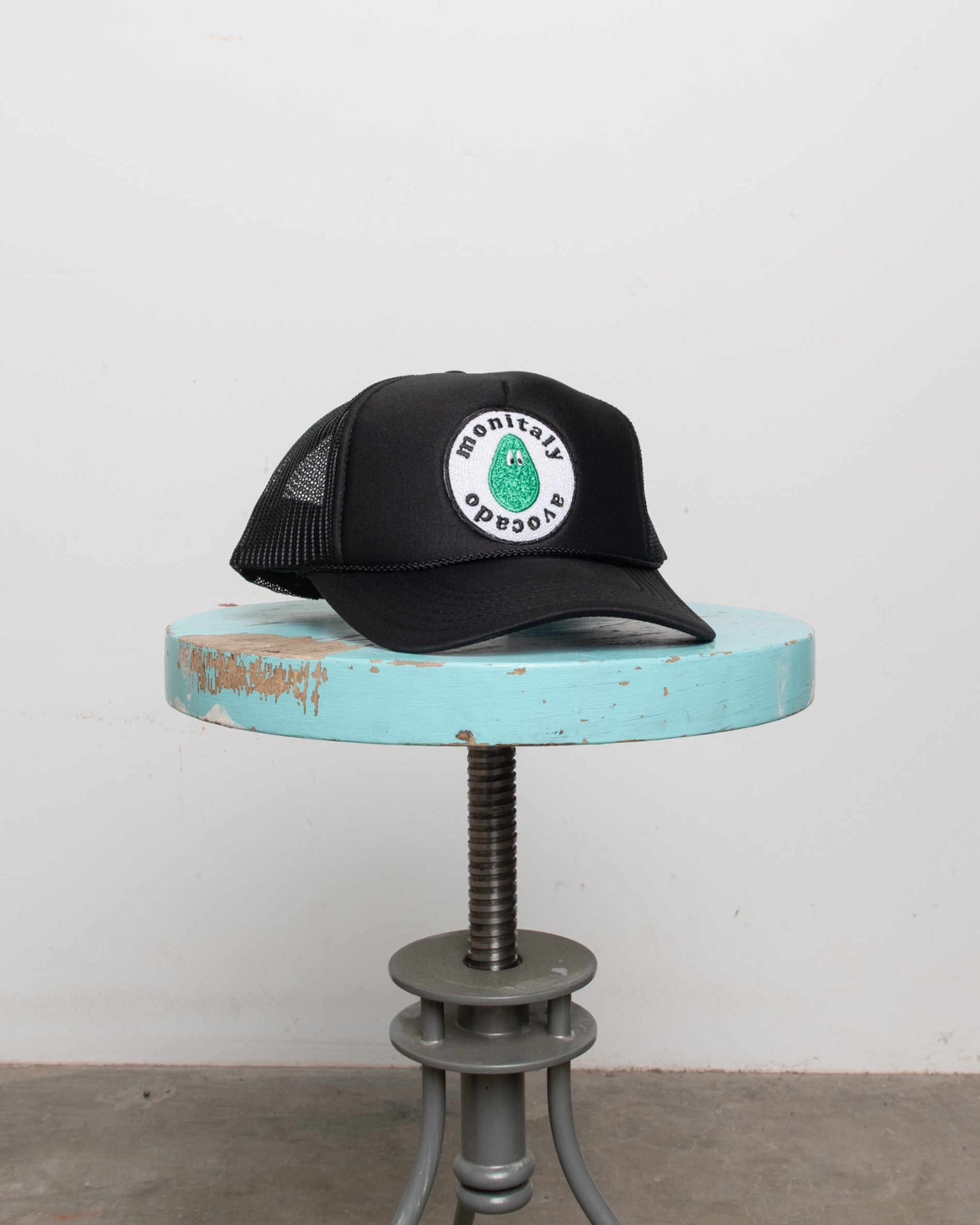 Trucker Hat W/ Monitaly Avocado Patch - Black
