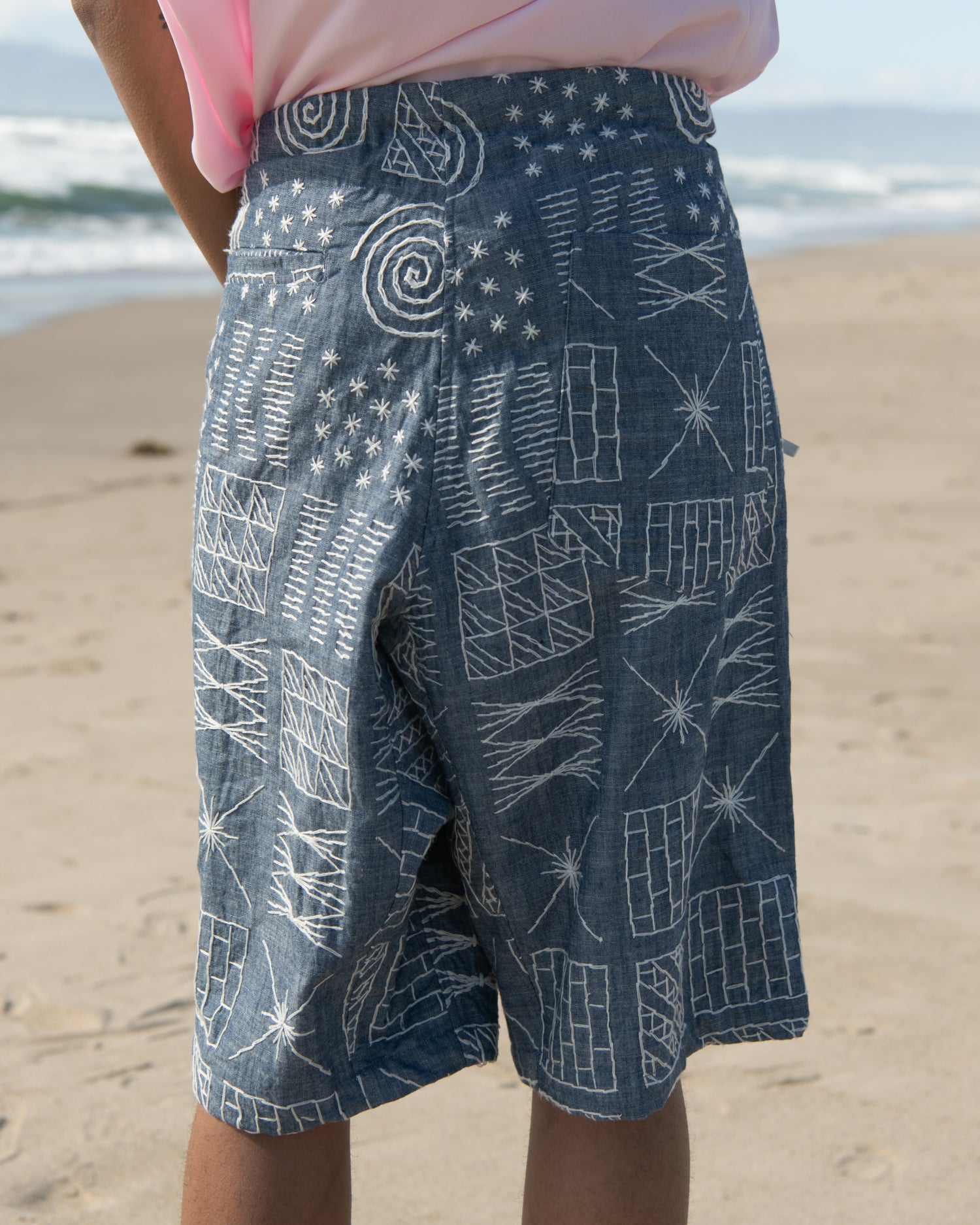 Drop Crotch Shorts - Squared Chambray