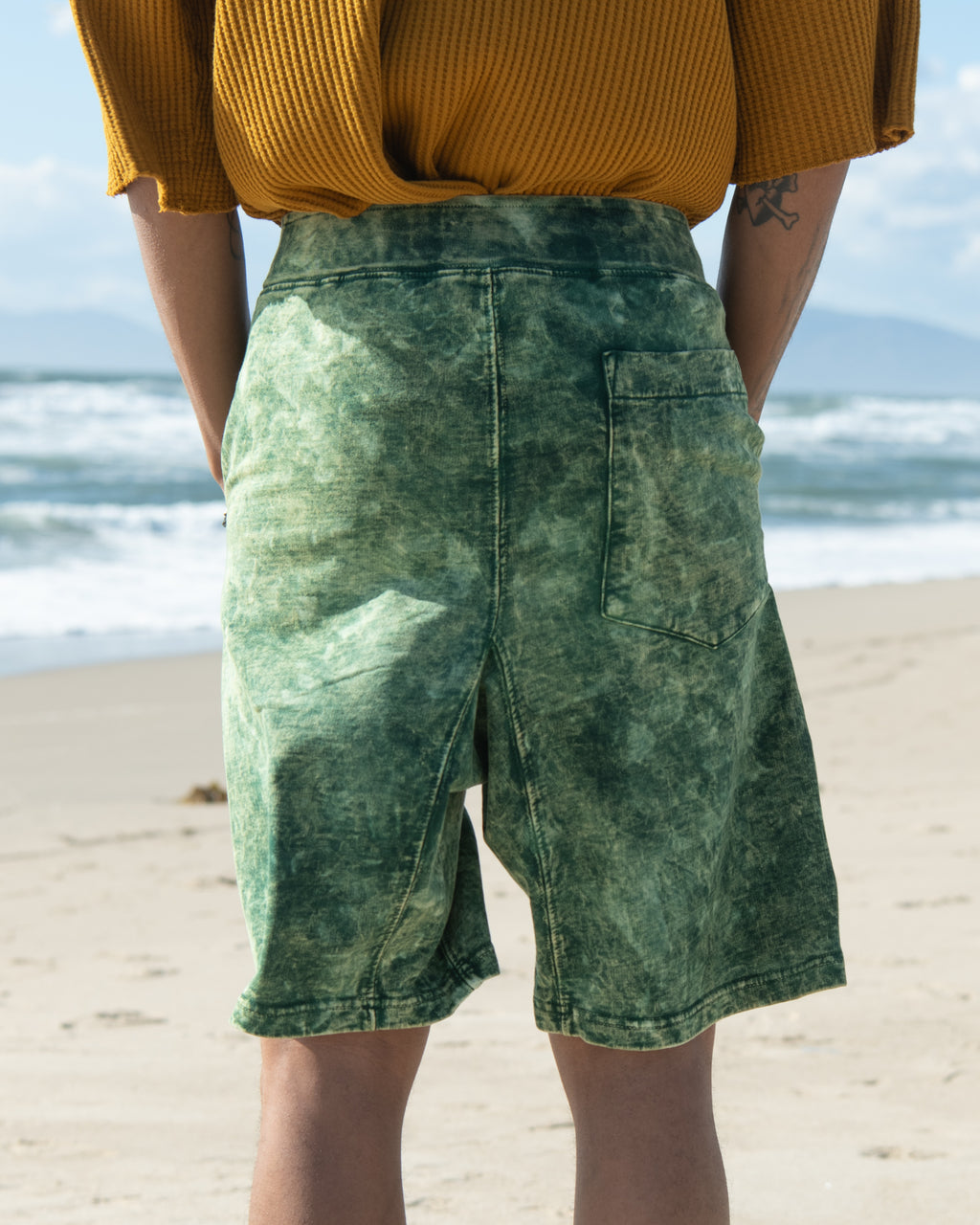 French Terry Pleated Shorts - Tie Dye Midori + Mineral