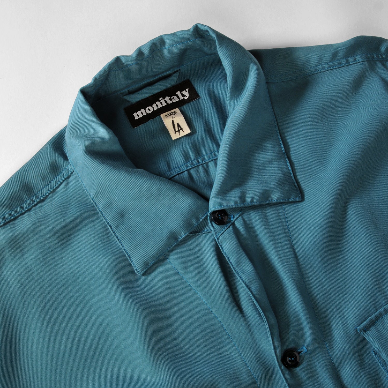 50's Milano Shirt S/S - Tencel Cyan