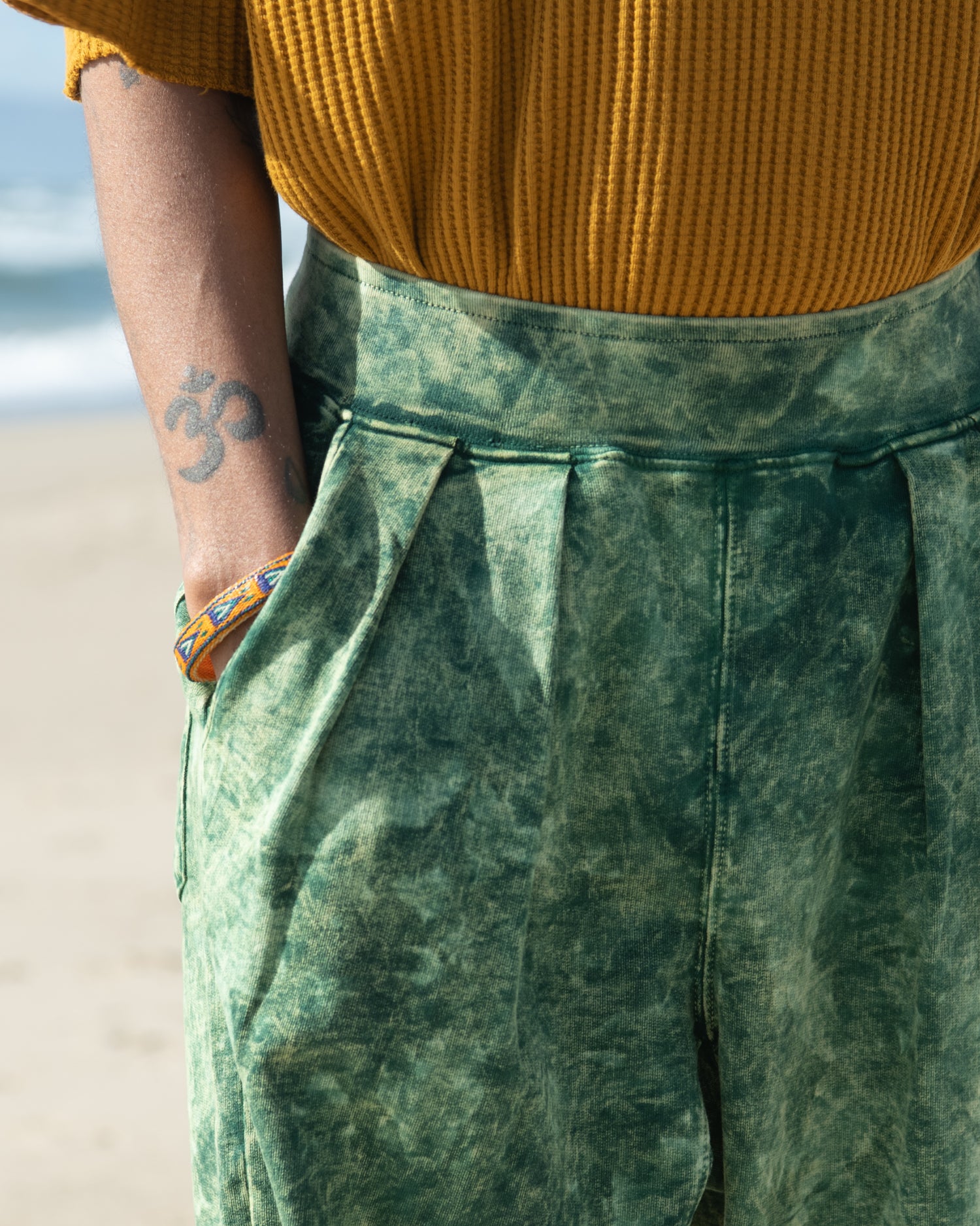 French Terry Pleated Shorts - Tie Dye Midori + Mineral
