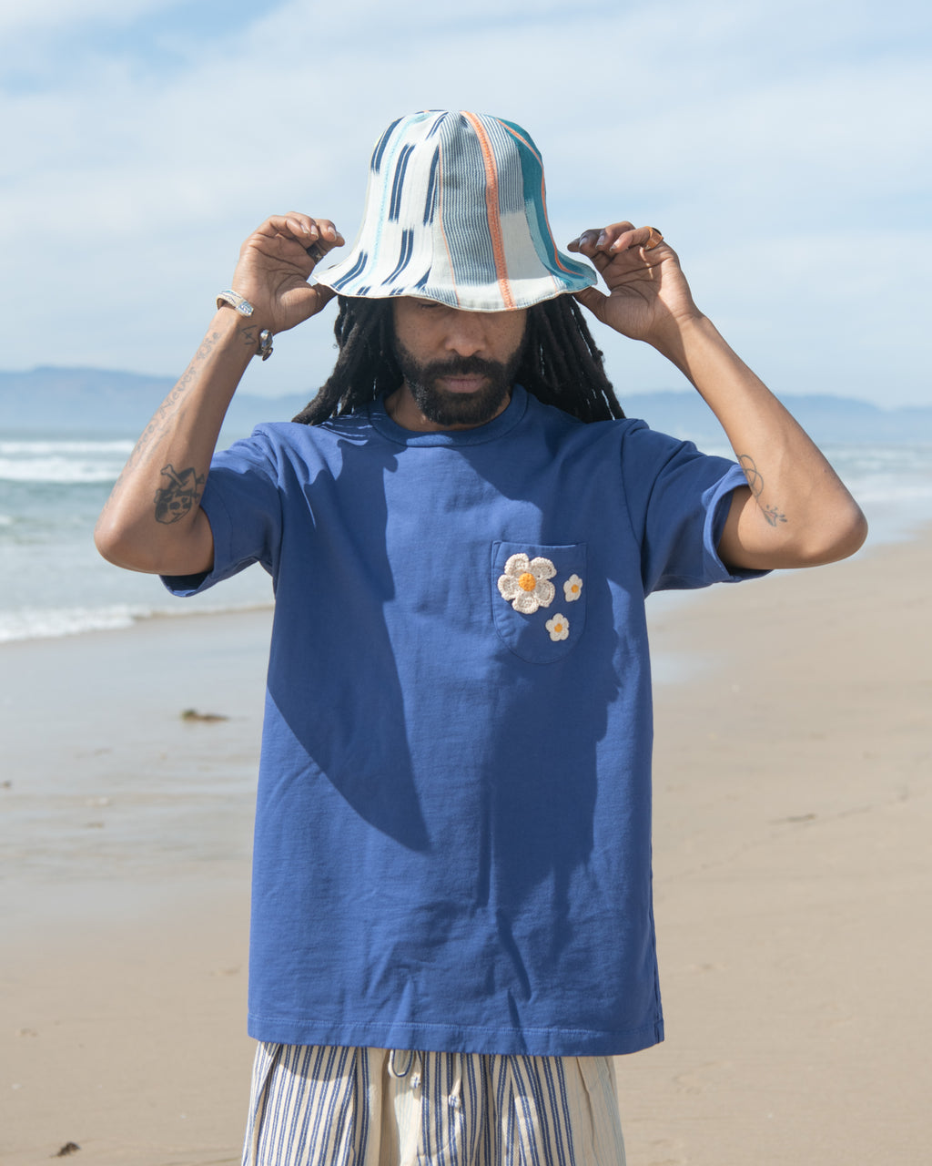 Hat - African Indigo Cloth Stripe