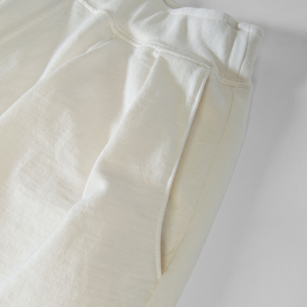 French Terry Pleated Shorts - Cream