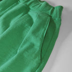 French Terry Pleated Shorts - Green