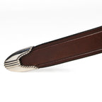 Extended 1" Creased Belt with 3-pc Silver Buckle Set - Havana