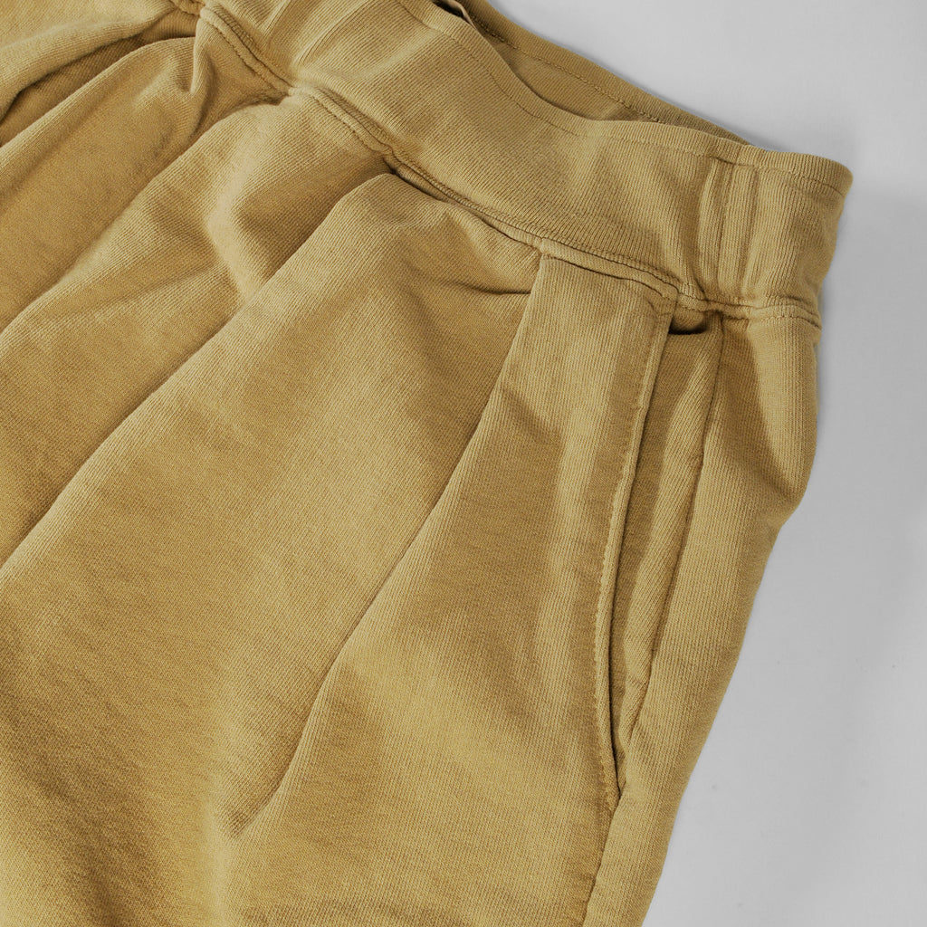 French Terry Pleated Shorts - Khaki