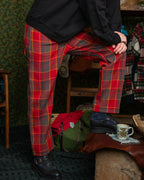 DROP CROTCH PAINTER PANTS - PLAID RED