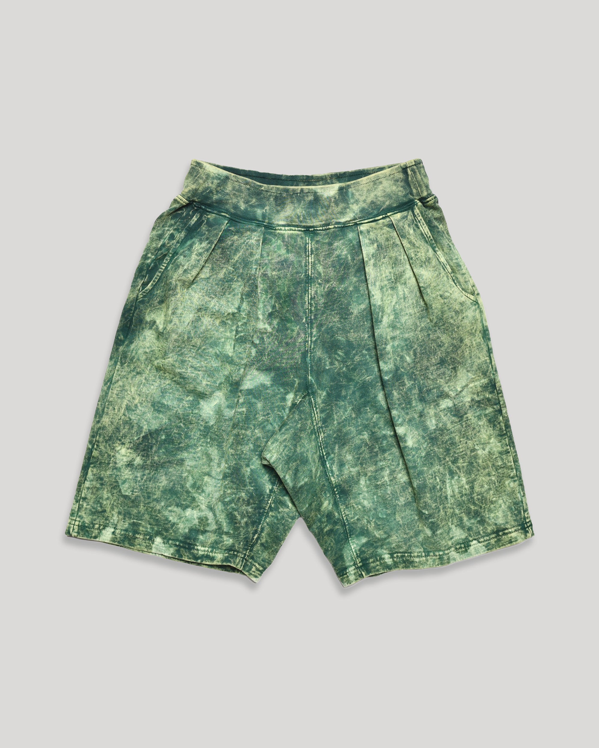 French Terry Pleated Shorts - Tie Dye Midori + Mineral