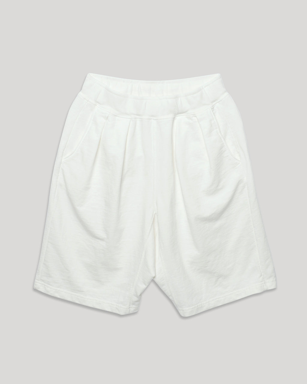 French Terry Pleated Shorts - Cream