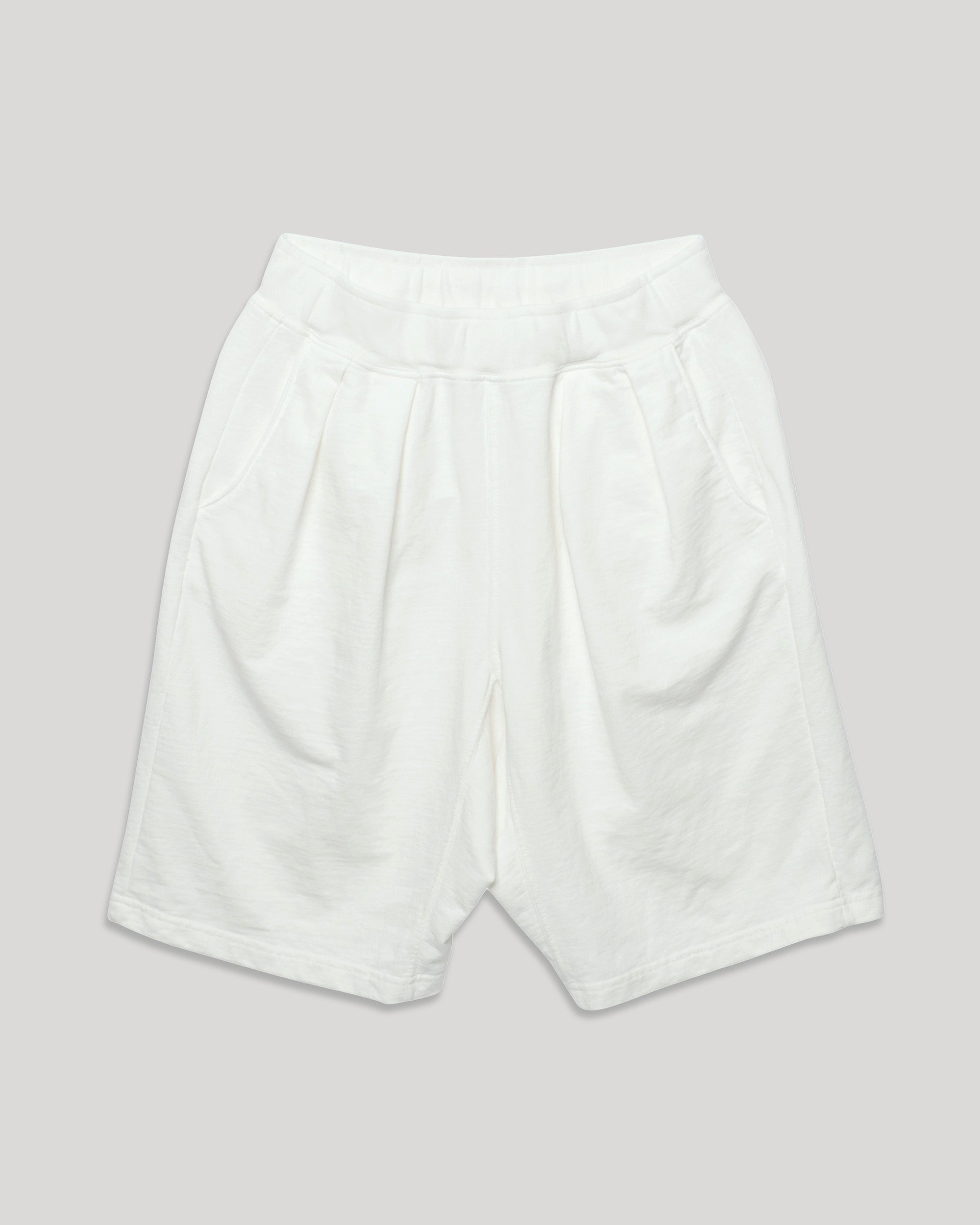 French Terry Pleated Shorts - Cream