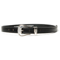 Extended 1" Creased Belt with 3-pc Silver Buckle Set - Black