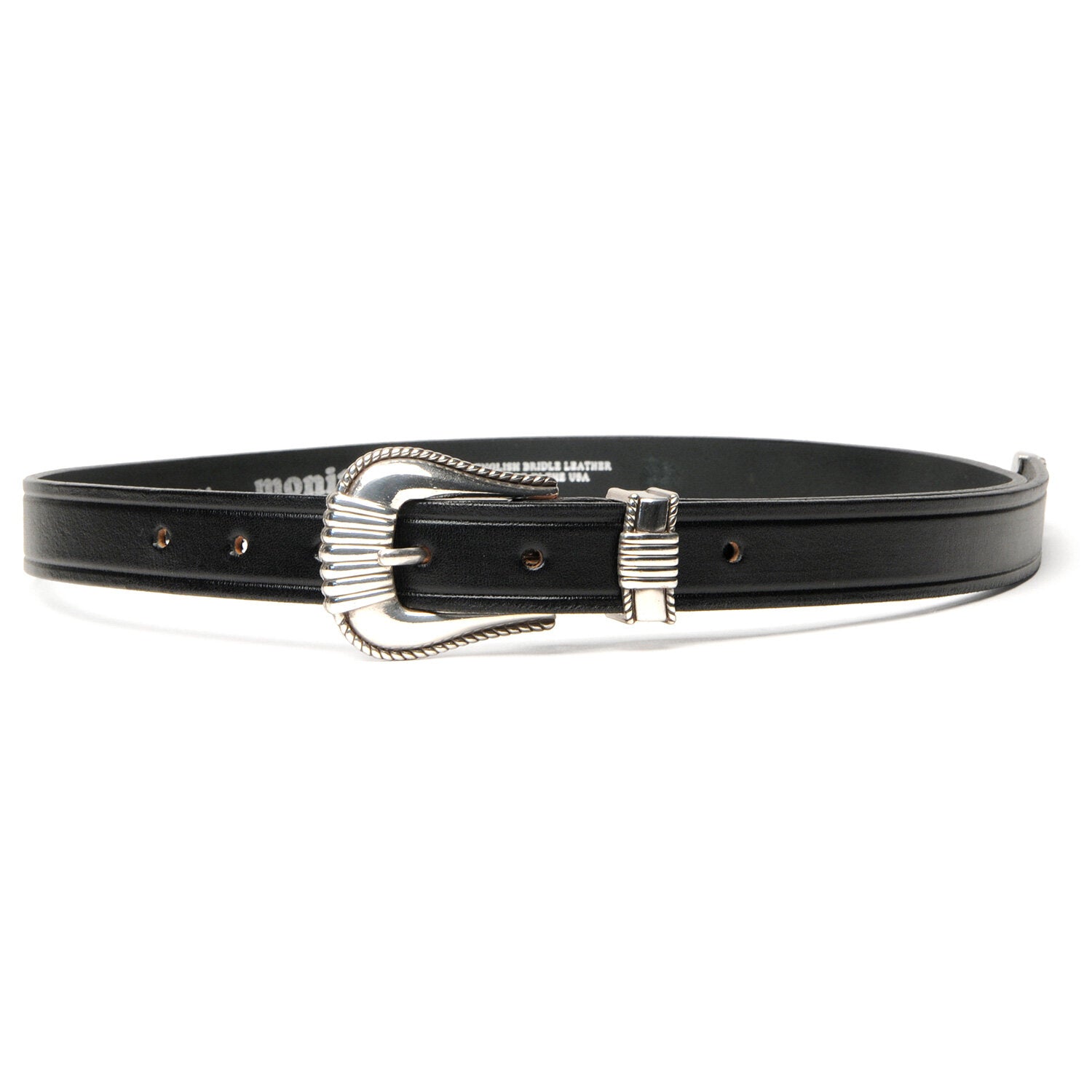 Extended 1" Creased Belt with 3-pc Silver Buckle Set - Black