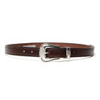 Extended 1" Creased Belt with 3-pc Silver Buckle Set - Havana