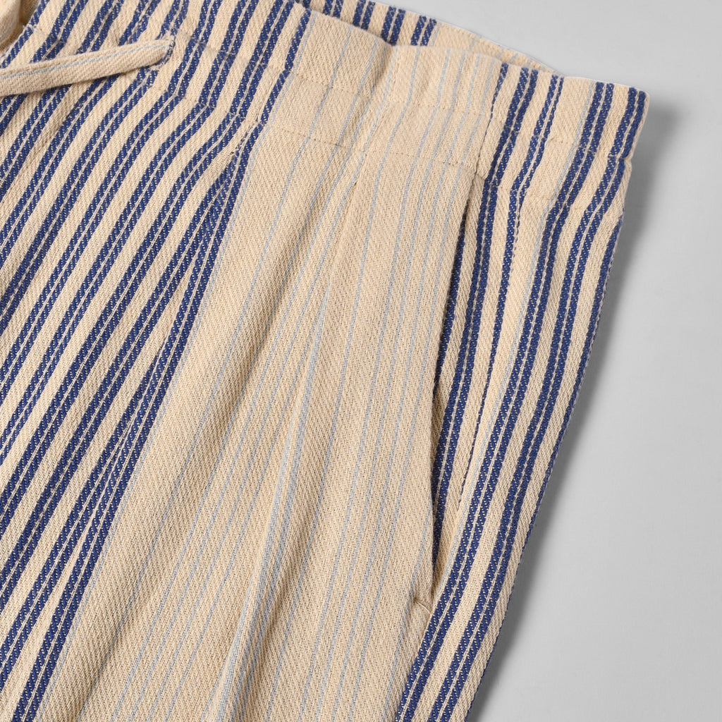 Wide Drop Crotch Pants - Gunny Sack Stripe Blue