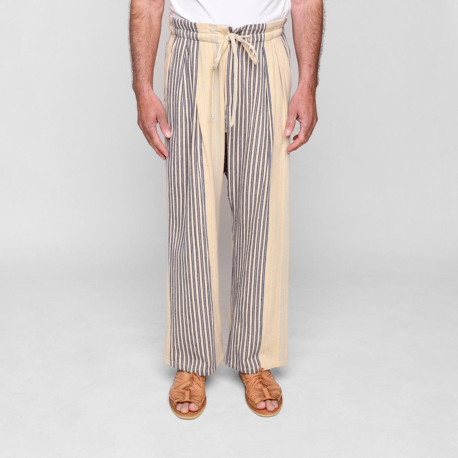 Wide Drop Crotch Pants - Gunny Sack Stripe Blue